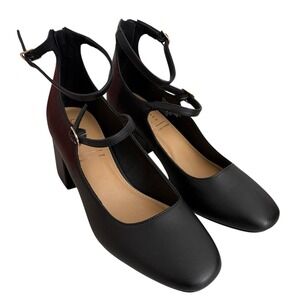 LC Bellinaa Heels Black Mary Jane Block Heel Pumps Women's 10 Retro Parisian NEW